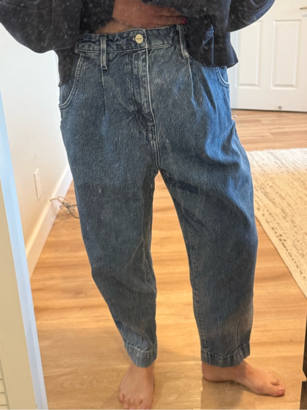 FRAME Pleated Barrel Leg Jeans in Campus , Size 30 - Picture 11 of 13